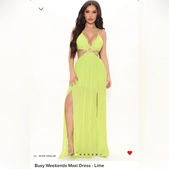Lime Green Maxi Dress with gorgeous details • Brand new tags attached / Medium - Picture 2 of 8